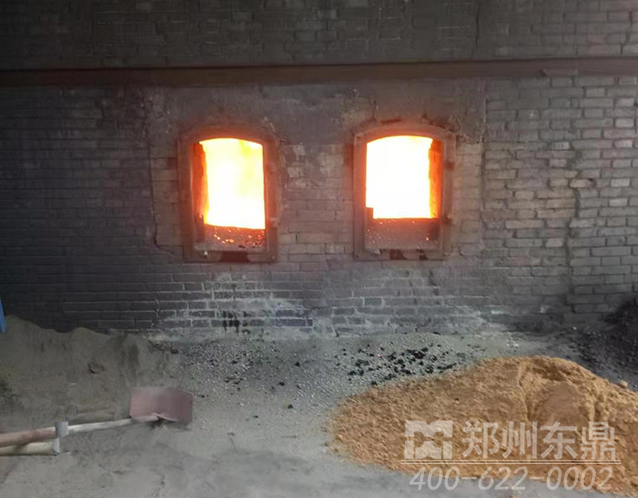 煤泥烘幹機點火（huǒ）現場